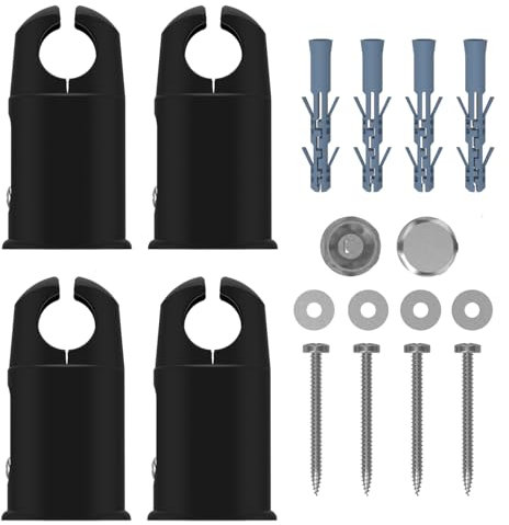 MyHomeware, staffe a morsetto per radiatori scaldasalviette piatte e curve (nero, larghezza tubo 19 mm)