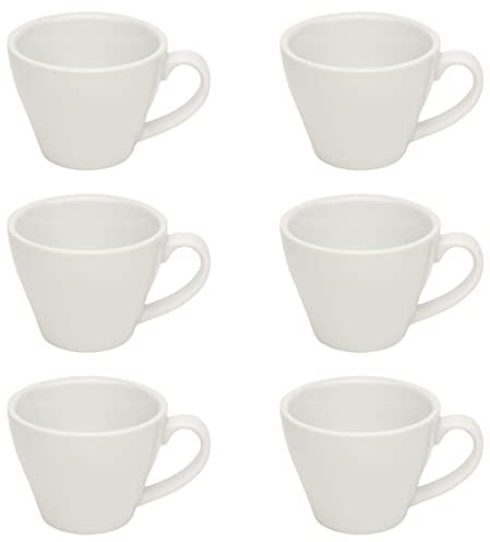 Gastro Spirit - 6er Doppel/Doppio Espresso-Tassen Set - Weiß, 180 ml, Porzellan, dickwandig, spülmaschinenfest, italienisches Design - 6-teiliges Kaffee-Tassen Set