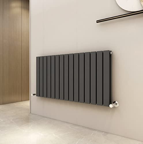 Radiator Horizontal Vertical Designer Flat Panel Central Heating Radiator 600mm Height (600x1020mm Double, Anthracite)
