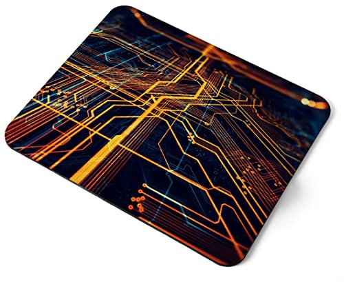 Computer Mouse Mat Pad - Circuit Board Motherboard Computer Home Office PC Desk Accessory Flexible Fabric Top Large 5mm Laptop Desktop Printed Art Ergonomic #21358
