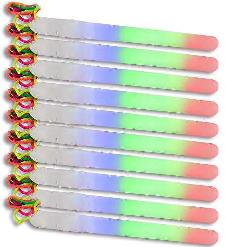 The Glowhouse Flashing LED Party 7 Glow Sticks Multi-coloured Rainbow Wand with safety clasp Lanyard (Pack of 10)