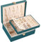 Voova Jewellery Box Organiser for Women Girls, 2 Layers Large Jewelry Storage Case, PU Leather jewlerrying Display Holder with Removable Tray for Necklace Earrings Rings Bracelets, Gifts, Bluish-green