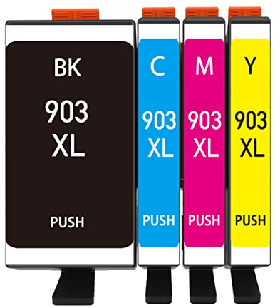 akaca 4 Pcs 903XL Druckerpatronen Kompatibel mit HP 903 903XL Patronen (1 Schwarz, 1 Cyan, 1 Magenta, 1 Gelb), für HP Officejet 6950, OfficeJet Pro 6960, 6970