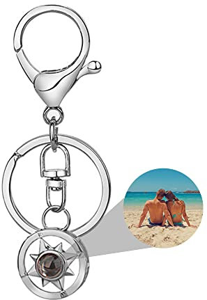 Porteclés Photo personnalisé porte-clés de Projection Photo boussole personnalisée pour femmes hommes anniversaire anniversaire cadeaux commémoratifs