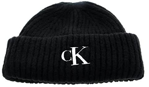 Calvin Klein Mütze CKJ Monogram Embroidery Short Beanie Black schwarz