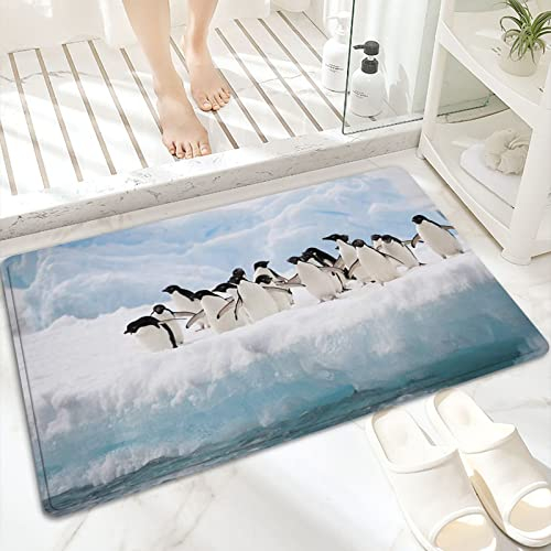 ANNKOOT Badematte, rutschfest Waschbar Badezimmerteppich 60x100 cm,Pinguin,Badvorleger mit Wasserabsorbierenden, Weichen Mikrofasern für Badewanne, Dusche und Badezimmer