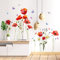 Wandtattoo Mohnblume Blume Rote Wandaufkleber Garten Blumen Schmetterling Wandsticker für Schlafzimmer Wohnzimmer Wanddeko