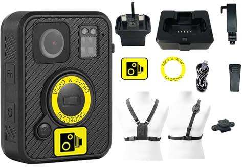 Brifield® BR5 Body Worn Camera Internal Memory Wearable Body Cam Bodycam Bodyworn Personal Protection, Door Staff, Doorman, Bouncer, SIA Security With Klick Fast Connector (BR5-64GB With Straps)