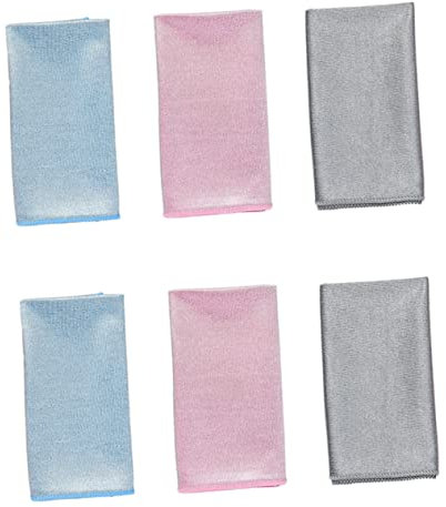 VILLFUL 6pièces Chiffons Microfibre pour Nettoyage Serviettes Absorbantes pour Cuisine Fenêtres Et Vaisselle Set De Gris Bleu Rose