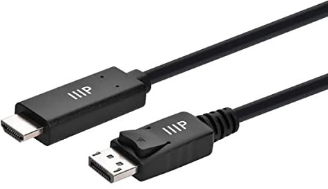 Monoprice DisplayPort 1.4 Cable to 8K HDMI - 8K@60Hz, Up to 32.4Gbps Bandwidth, 32AWG, 10 Feet, Black