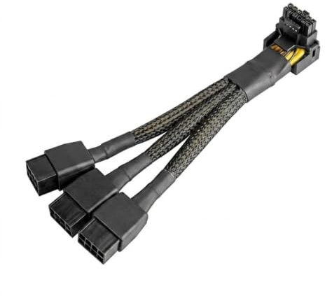 12VHPWR 90 Grad abgewinkeltes Adapterkabel 3x8 Pin (weiblich) auf 16 Pin (12+4) Stecker - 600W PCIe 5.0 GPU Power Extension, 16AWG Typ A (4 Pin auf Unterseite), 15.0 cm für RTX 4090/4080/4070 Ti/3090