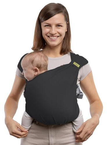 Boba Pre-Wrapped Baby Wrap Carrier with Buckle, Easy Adjust Soft Infant Baby Carrier Hybrid for Boy or Girls, Baby Sling for Newborn up to 35lb (Charcoal)