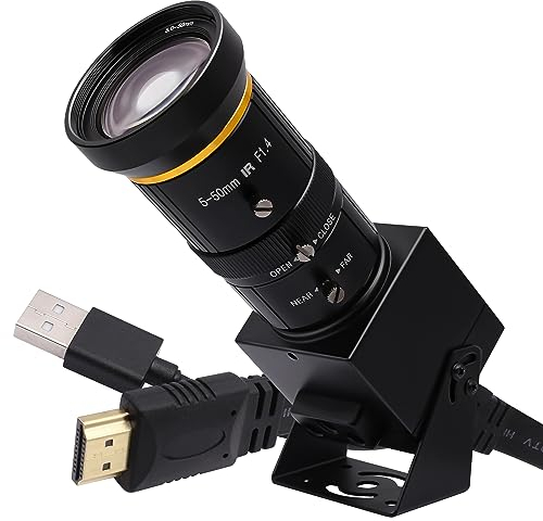 Svpro Telecamera USB 4K HDMI con teleobiettivo da 5-50 mm, messa a fuoco manuale, webcam H.264 Zoom industriale per computer/monitor/TV/proiettore, zoom ottico 10X e 2X zoom digitale