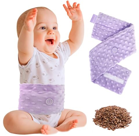 Comfheat Koliken und Gas Relief für Neugeborene und Kleinkinder,0-3 Jahre | Leinsamen beheizt Tummy Wrap, Baby Swaddling Gürtel, natürliche Hilfe für Upset Stomach in Babys und Kleinkinder,(Lila)