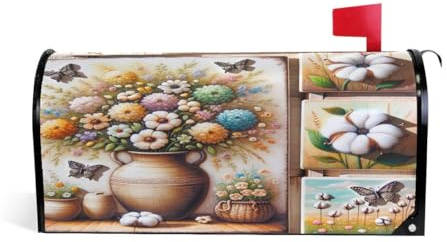 Magnetic Mailbox Covers Standard Size, Farm Vase Flower Post Letter Box Wrap Decor Mail Wraps Covers Garden Yard Home Decor for Outdoor 18x 20.8