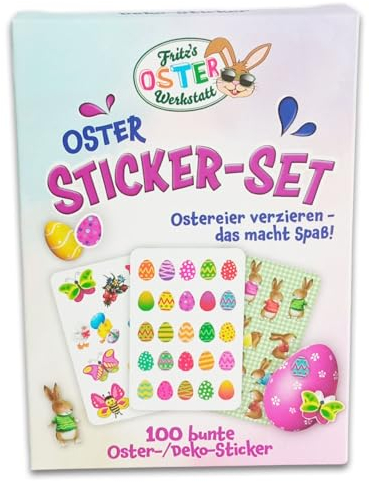 itenga Oster Eier Sticker Set mit 100 Aufkleber für Ostern Dekoration - selbstkelebende Etiketten verschiedene Motive