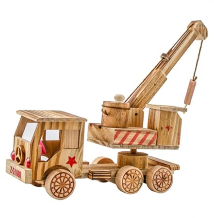 WOONEKY Holz Simulation Kran Retro Bagger Handgemachte Holzspielzeug Haus Dekoration Für Junge Mädchen Junge Mädchen Jungen