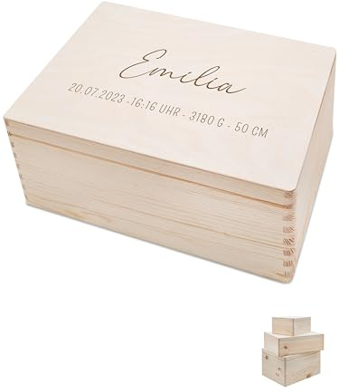 Bärenfreunde Erinnerungsboxen für Babys personalisiert, Holz, Daten, M | Baby Erinnerungsbox, Holzkiste, Geschenkbox, Junge, Mädchen, Erinnerungskiste, Neugeborenen, Box, mit Namen, Geschenk