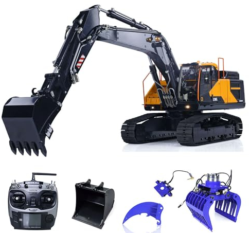 Pelle hydraulique télécommandée 1/14 Ec380 en métal RC Véhicule de chantier avec pince hydraulique RC Véhicules de construction hydrauliques
