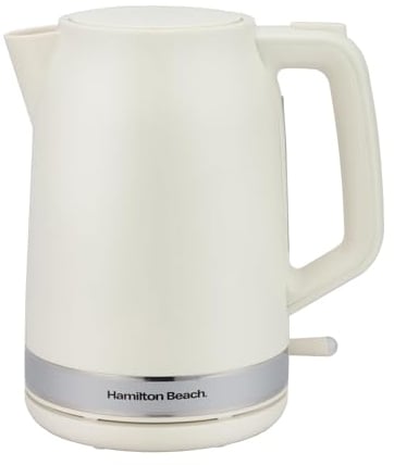 Hamilton Beach Electric Kettle, Ella, 1.7L, Boil Dry Protection, Auto Shut Off, Detachable Filter, Lift & Grip Handle, Push Button Lid, Water Level Window, UK Strix Technology, Matte Latte - HBK3045MC
