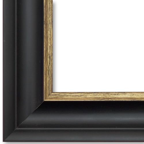 Bilderrahmen Schwarz Gold 40x50-40x50 cm - Modern, Shabby, Vintage, Antik - Alle Größen - handgefertigter Massiv-Holz Rahmen - Hamburg