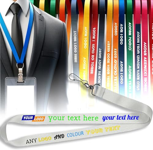 Cordini personalizzabili Cordino personalizzato - Impermeabile e durevole per fiere e conferenze, bianco