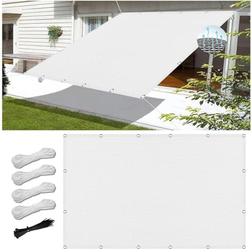 Tenda da Sole Parasole Tenda a Vela 250 x 400 cm, Antivento, Traspirante,98% Anti UV, Telo Parasole Tenda da Sole, Rete Ombreggiante in Hdpe, per Giardino, Pergola, Bianco