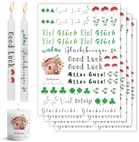 Bolosa 4 Stück Kerzentattoos, Wassertransferdruck, Wasserschiebefolie Glückslicht, Kerzentattoo Glück, Kerzentattoos Folie, Rub on Sticker, Kerzen Tattoo, Wasserschiebefolie, Kerzentattoo Glückslich 1