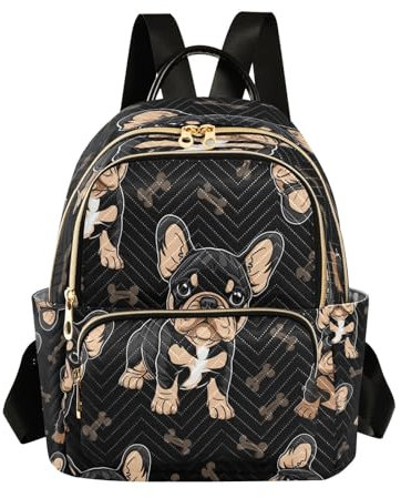 Mnsruu Rucksack mit Mops und Knochen, Damen-Rucksack, Reise-Umhängetasche, lässiger Alltagsrucksack, Mops mit Knochen, M