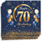 MORAINJAY 70 Geburtstag Papierserviette,20 Stück Blau mit Gold Geburtstagsservietten für Mann Frau 70 Party,16.5cm Quadrat Servietten für 70. Geburtstag Party Deko