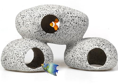 DXQCHDUO Aquarium Versteck Felshöhle Dekor Kampf Fisch Haus Reptilien Versteck Höhle Tank Dekoration Zubehör für Garnelen zum Züchten/Verstecken / Spielen (drei Ebenen)