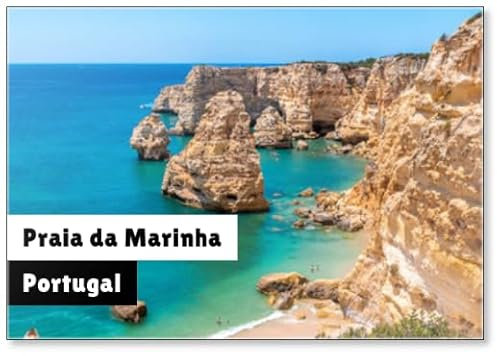 Praia Da Marinha Schöner Strand Marinha, Algarve, Portugal, quadratisch, Kühlschrankmagnet