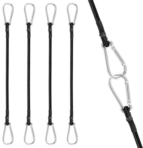JiangLin 4 Stück Spanngummi Mit Haken, 80 cm Expander Set, Spanngurte für Gepäck, Starker Gummispanner Mit Karabinerhaken für Fahrrad, Ladung, Camping