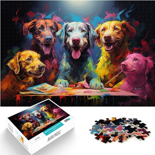 Jigsaw Puzzles for Gifts dog playing poker Jigsaw Puzzles for Adults 1000 Piece Wood Jigsaw Challenging To Complete But Fun And Humorous 1000pcs(50x75cm)