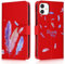 Aisenth Wallet Case for iPhone 11 (6.1 inch), Colorful Feather 3D Pattern PU Leather Flip Case for Girls, Protective Cover with Magnetic Closure, Stand Function, Card Slots, Red