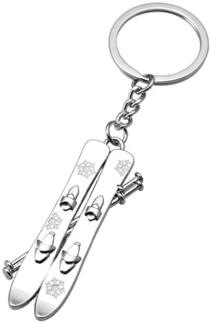 EIHI Lot de 1 porte-clés ski athlète cadeau porte-clés ski charme métal skieur porte-clés argenté