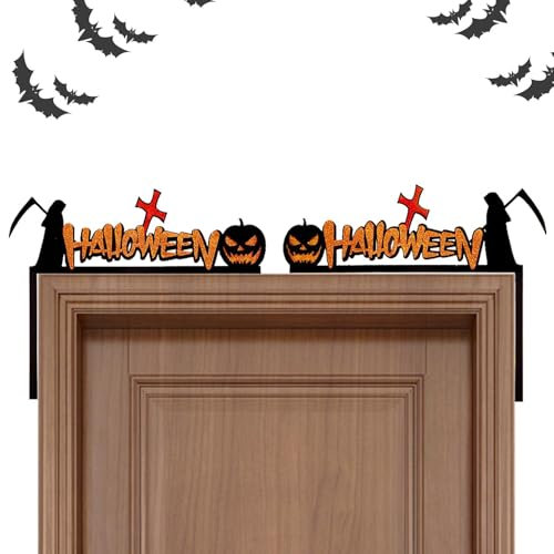 Insegna per telaio della porta ad angolo di Halloween, decorazione per l'angolo della porta di Halloween - Cartello angolare adesivo per telaio della porta | Cartello per telaio della porta con zucca
