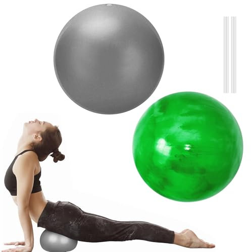 FANWINKJ Palla da pilates piccola, 20 cm, morbida palla da ginnastica per fitness, addominali e spalle, equilibrio e sport, palla da seduta antiscivolo, super leggera (verde nuvoloso e grigio)