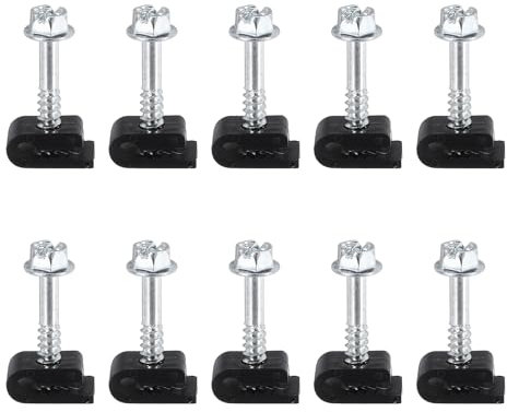 sourcing map 10pcs Single Coaxial Cable Clips 1/10 (3mm) Screw Clip Electrical Wire Cable Holder Plastic Wire Clamps for Cords Management, Black