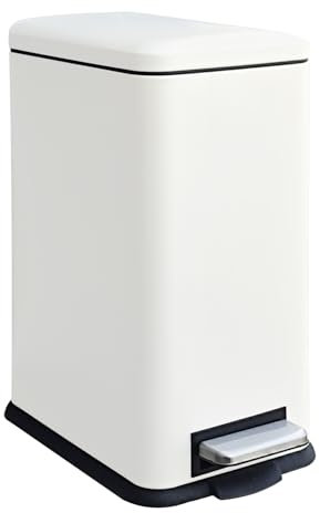 JM.YIPENG 17L Mülleimer Abfalleimer Tretmülleimer mit Deckel und Fußpedal mit Inneneimer, Rechteckig Treteimer für Wohnzimmer, Büro, Weiß