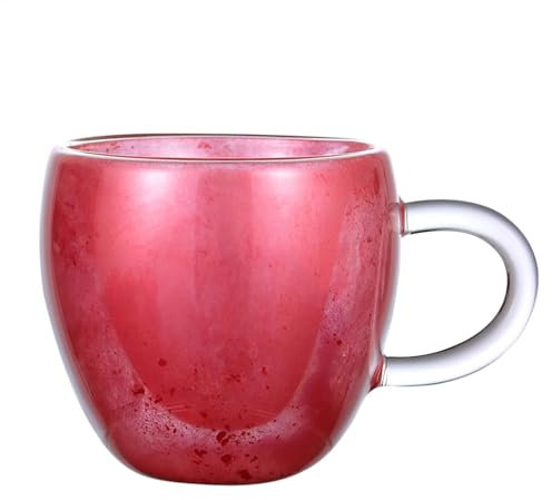 Heart Shaped Glass Cup - Glass Tea Cups | Double Wall Mugs for Tea and Hot Coffee | 180ml/250ml Tea Cups with Handle | Thoughtful Design Artistic Glass Espresso Cup for Cappuccino Coffee Tea Milk