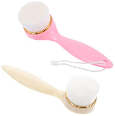 CRILSTYLEO 2piezas De Mango Cepillo De Limpieza Suave Para Mujeres Para Exfoliación y Cuidado Colores Beige y Rosa