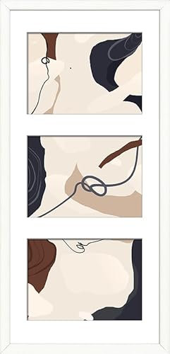 Wackadoo Bilderrahmen für 3 Bilder FSC MDF Holzrahmen Fotogalerie Fotorahmen mit Glasscheibe mit Passepartout für mehrere Bilder (Weiß)