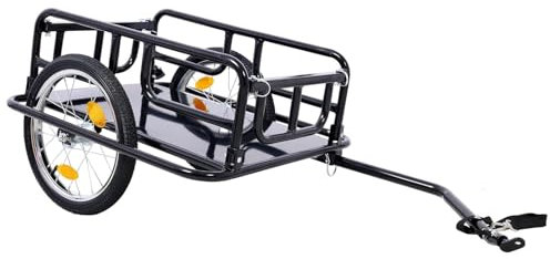 Bike Cargo Trailer, Foldable Bicycle Wagon with 16 inch Wheels and Reflectors, Storage Cart for Hauling Luggage and Tools