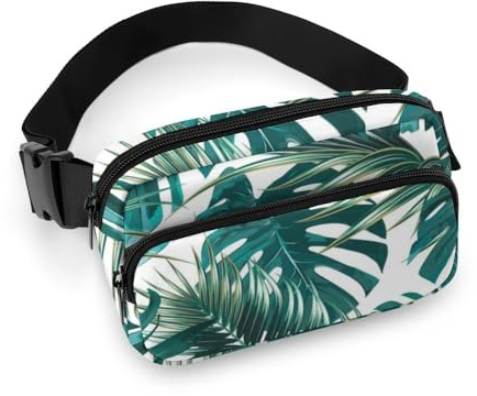 JiuPopular Hüfttasche, Palmblatt und Monstera Bauchtasche, verstellbare Bauchtasche zum Laufen, Spazierengehen, Wandern