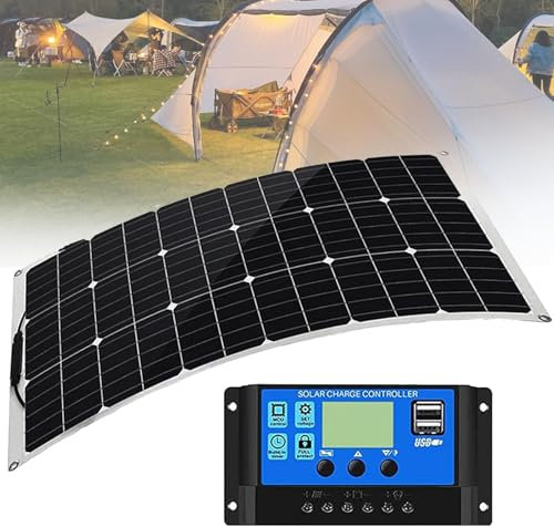 Panneau Solaire Flexible 500W Panneaux Solaires Photovoltaïques Monocristallins Chargeur Solaire Photovoltaïque 500W Convient Aux Tentes Camping(1x500W)