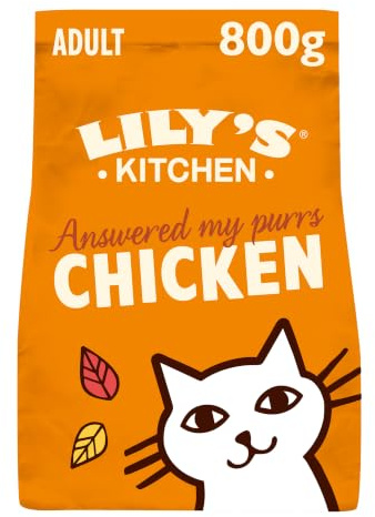 Lily’s Kitchen Chicken with Veggies, Complete, Adult Cat Dry Food 4x (800g), With Natural Ingredients, Grain-Free Recipe, Balanced Nutrition, Proper Kibble, Dry Cat Food Chicken