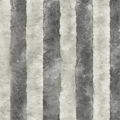 Moritz Flauschvorhang aus Chenille 118 x 230 cm grau Silber Türvorhang als Fliegenschutz Insektenschutz für Camping Wohnwagen