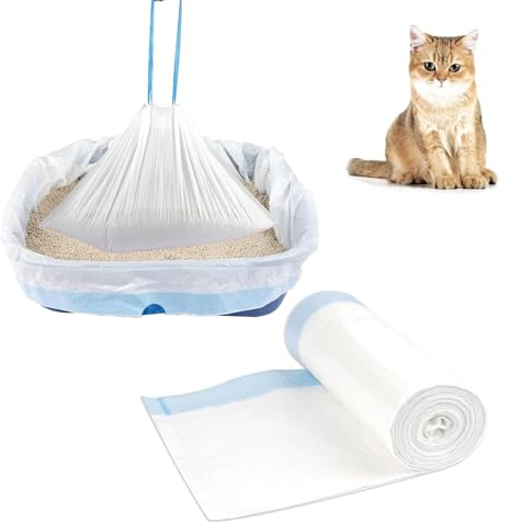 Katzenklo Beutel 20 Stk. 67x40cm Selbstschließend Mit Zugband | Reißfeste Folie, Für Katzentoilette Und Katzenklo Tüten, Hygienische Entsorgung, Automatischer Verschluss, Geruchsarm