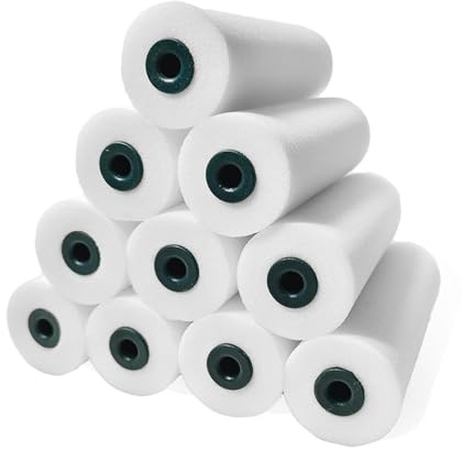 YiBaiBrush Foam Paint Roller Set,10 Pack 4 Inch High Density Small Rollers | Fit 4 Inch Roller Frames,Perfect for Smooth Surfaces,Edges,Cabinets,Trim,Fast Color Switching–No Washing,Just Use and Toss